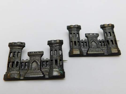 VNTG Mixed Metals Enamel Castle Crown Shield Brooches & Pins image number 2