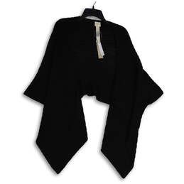 NWT Womens Black Knitted Open Front Ribbed Shawl Wrap One Size