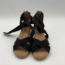 NIB Womens Traci 1092441 Black Brown Wedge Heel Espadrille Sandals Size 6