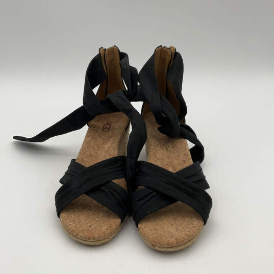 NIB Womens Traci 1092441 Black Brown Wedge Heel Espadrille Sandals Size 6 image number 1