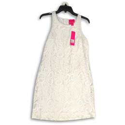 NWT Lilly Pulitzer Womens White Lace Sleeveless Round Neck Tank Dress Size S
