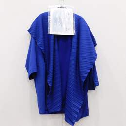 Gianni Versace Blue Wool Pleated Cloak Wrap Top