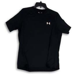 Womens Black Logo Short Sleeve Crew Neck Stretch Pullover T-Shirt Size M