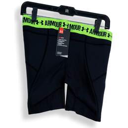 NWT Under Armour Womens Black Green Softball Slider Compression Shorts Size M alternative image