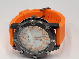 Mens Black Orange Water Resistant Silicone Strap Wristwatch 129.6 g