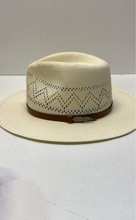 Ultrafino Black Creek Ivory Straw Hat Size M 7 1/8 image number 2