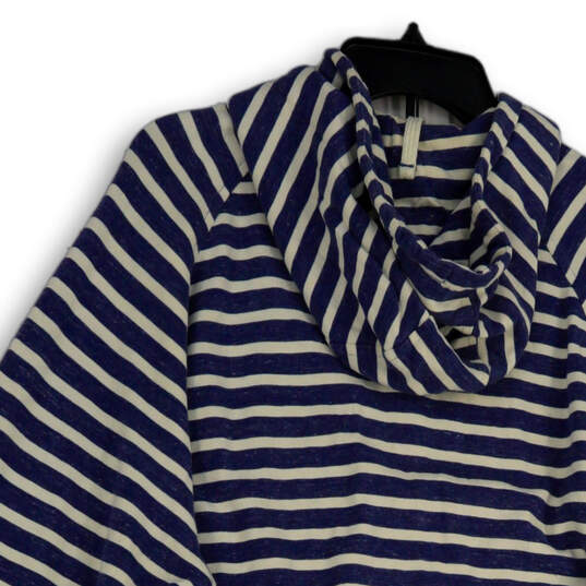 Mens Blue White Striped Long Sleeve Pockets Full-Zip Hoodie Size X-Large image number 4
