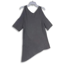 Womens Gray Cold Shoulder Asymmetrical Hem Pullover Sweater Dress Size 4 alternative image