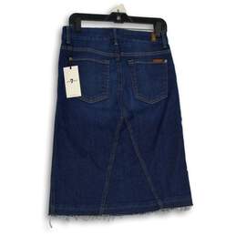 NWT 7 For All Mankind Womens Blue Denim Raw Hem Straight & Pencil Skirt Size 28 alternative image