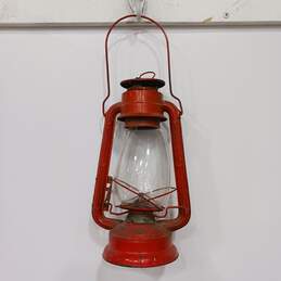 Vintage Winged Wheel Red Metal Oil Lamp No. 500