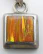 Taxco Mexico Montero & Artisan 925 & 950 Silver Orange Faux Opal Pendant Necklace & Modernist Square Post Earrings 14g image number 3