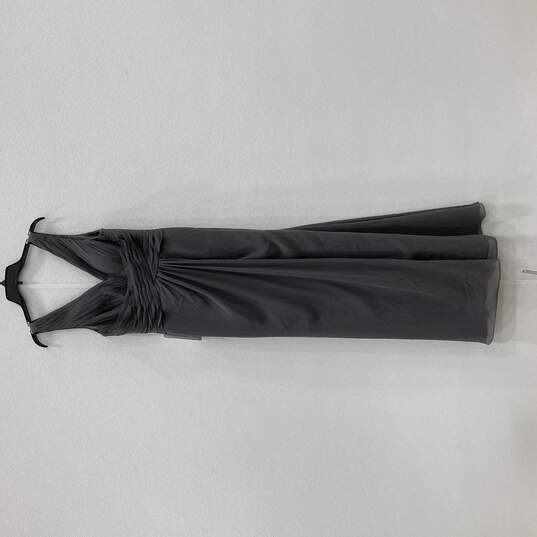 NWT Womens Gray Sleeveless V-Neck Back Zip Bridesmaid Maxi Dress Size 10 image number 1