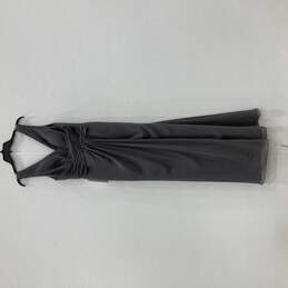 NWT Womens Gray Sleeveless V-Neck Back Zip Bridesmaid Maxi Dress Size 10