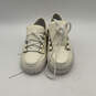 Womens Lady Yellow White Leather Low Top Lace Up Sneaker Shoes Size 6.5 image number 1