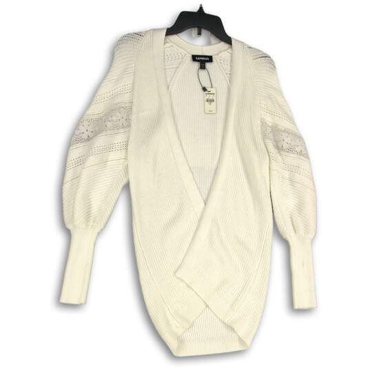 NWT Express Womens White Long Sleeve Open Front Cardigan Sweater Size XS image number 1