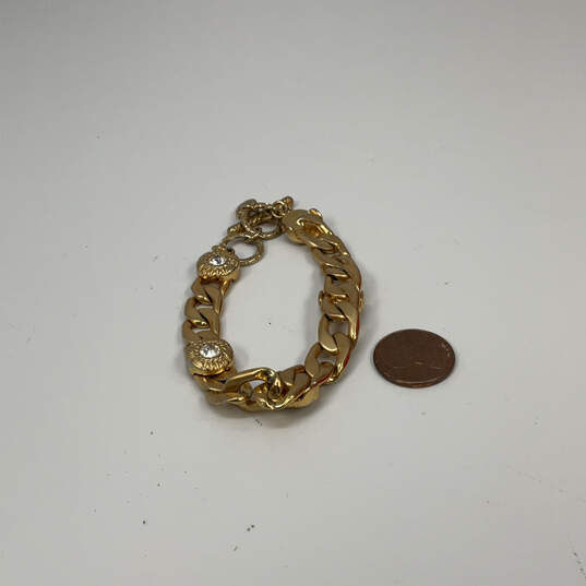 Designer Brighton Gold-Tone Rhinestone Toggle Clasp Curb Chain Bracelet image number 4