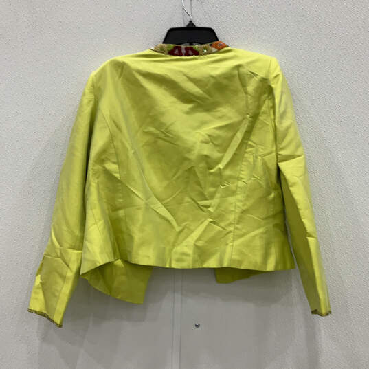 Womens Yellow Beaded Three-Piece Crop Top Blazer & Skirt Suit Set Size 12 image number 3