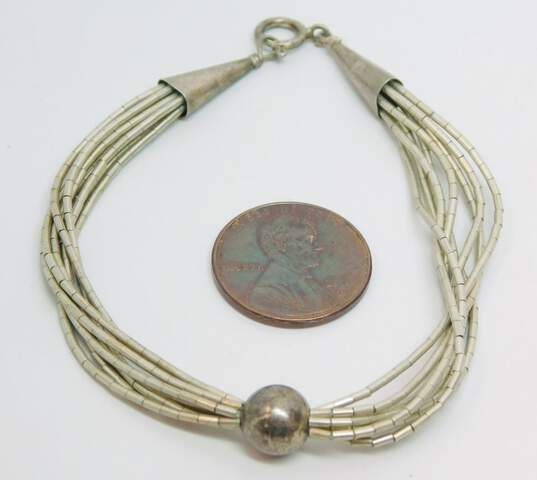 Southwestern Artisan 925 Liquid Silver Multi Strand Bracelet 6.5g image number 6
