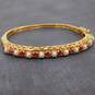 14K Yellow Gold Ruby & Pearl Hinged Bangle Bracelet 15.9g image number 1