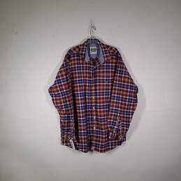 Mens Plaid Long Sleeve Collared Chest Pockets Button-Up Shirt Size XXL