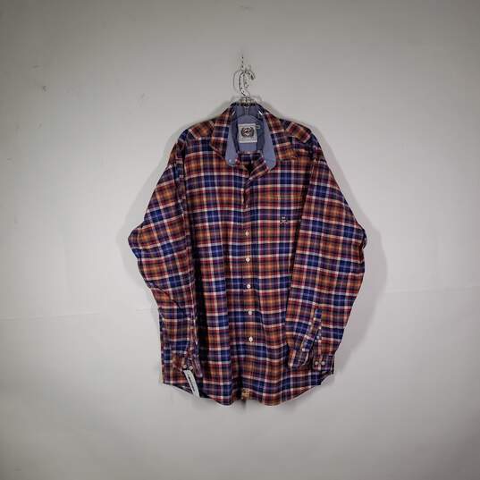 Mens Plaid Long Sleeve Collared Chest Pockets Button-Up Shirt Size XXL image number 1