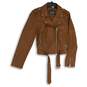 Levi Strauss & Co. Womens Brown Long Sleeve Belted Full-Zip Motorcycle Jacket M image number 1