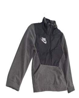 Boys Black Gray Long Sleeve Mock Neck Full Zip Fleece Jacket Size Medium alternative image