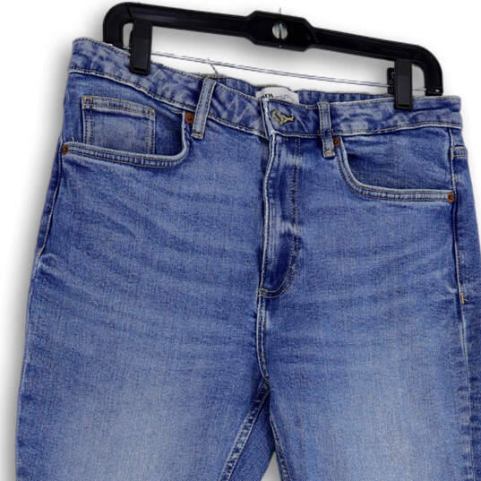 Womens Blue Denim Medium Wash Stretch Pockets Straight Leg Jeans Size 10 image number 3