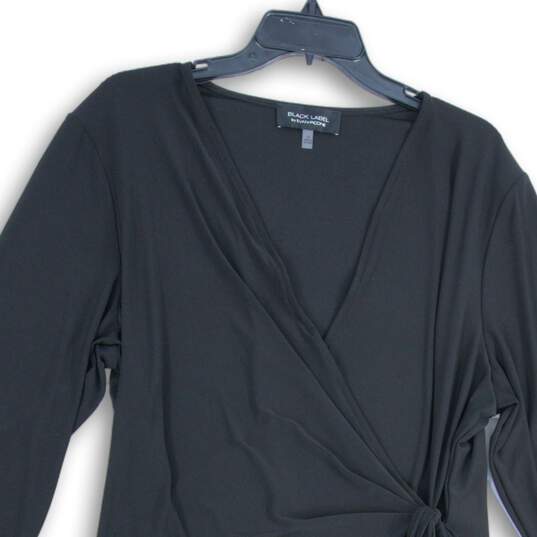 NWT Black Label by Evan-Picone Womens Black Long Sleeve Wrap Dress Size 18 image number 3