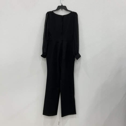 NWT Womens Black Square Neck Long Sleeve Back Zip One Piece Jumpsuit Size 6 image number 2