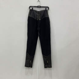 Mens Black Flat Front Adjustable Belt Pockets Motorcycle Pants Size 38/10W