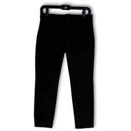 Womens Black Flat Front Stretch Pockets Straight Leg Chino Pants Size 0