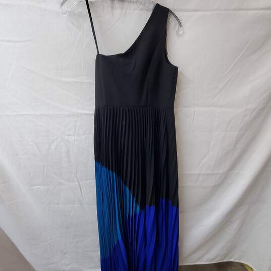 Aidan Mattox One Shoulder Teal & Black Gown Size 4 image number 2