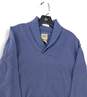 Womens Blue Long Sleeve Collared Pockets Pullover Sweater Size Medium image number 3