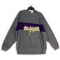 Womens Gray Purple Crew Neck Long Sleeve Pullover Sweatshirt Size Large image number 1