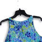 Womens Multicolor Abstract Pleated Round Neck Sleeveless Tie Hem Tank Top Size M image number 4