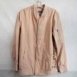 Chelsea 28 sandy pink lightweight embroidered back bomber jacket women's M alternative image