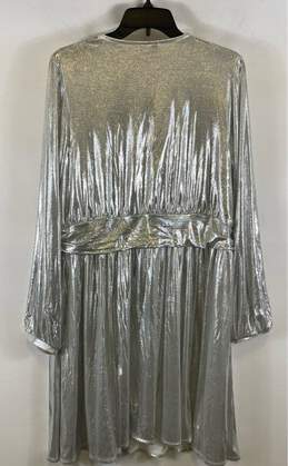Torrid Womens Silver Metallic Shimmer V-Neck Long Sleeve Mini Dress Size 2 alternative image