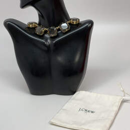 Designer J. Crew Gold-Tone Chain Black Stone Statement Necklace With Bag