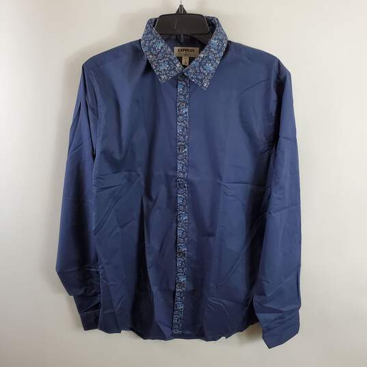 Express Men Navy Button Up M NWT image number 2