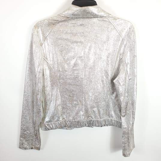 International Concepts Women Silver Metallic Jacket L NWT image number 2