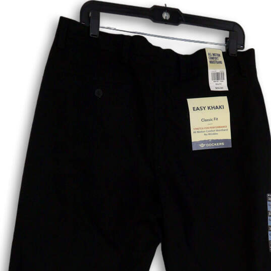 NWT Mens Black Flat Front Stretch Pockets Classic Fit Dress Pants Sz 36x32 image number 4