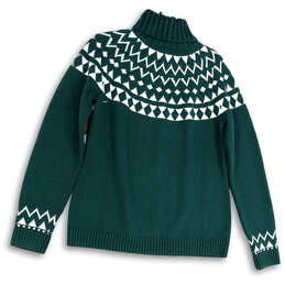 NWT Womens Green White Fair Isle Turtleneck Long Sleeve Pullover Sweater M alternative image