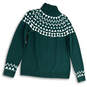 NWT Womens Green White Fair Isle Turtleneck Long Sleeve Pullover Sweater M image number 2