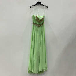 NWT Womens Green Embellished Pleated Strapless Back Zip Maxi Dress Size 12