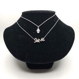 Hallmark Sterling Silver Melee Diamond Pendant Necklace Jewelry BD. 2pcs. 7.0g