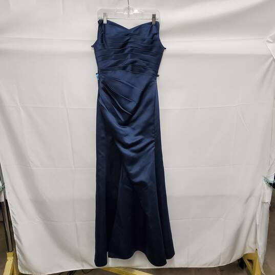 J'Js House Navy Blue Satin Bridal Gown Size SM image number 1