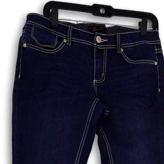 Womens Blue Dark Wash Pockets Regular Fit Denim Bootcut Jeans Size 8 image number 3