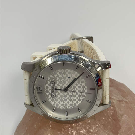Designer Coach Stainless Steel Silicone Strap Round Analog Wristwatch image number 1