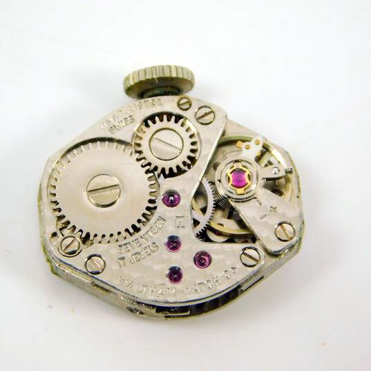 Vintage 14K White Gold Case Waltham 17 Jewel Swiss Mechanical Watch 13.4g image number 5